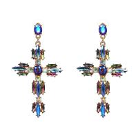 Rhinestone Earring, Tibetan Style, for woman & with rhinestone, more colors for choice, nickel, lead & cadmium free, 92x50mm, Sold By Pair