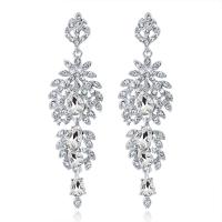 Rhinestone Earring Zinc Alloy platinum color plated for woman & with rhinestone nickel lead & cadmium free Sold By Pair