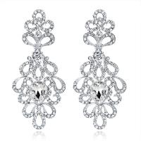 Rhinestone Earring Zinc Alloy platinum color plated for woman & with rhinestone nickel lead & cadmium free Sold By Pair