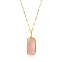 Quartz Gemstone Pendants, 925 Sterling Silver, with Rose Quartz, plated, for woman, mixed colors, 9.60x20mm, Sold By PC