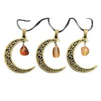 Zinc Alloy Moon Pendants with Natural Stone 45-50mm Sold By PC