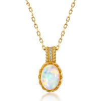 Cubic Zirconia Micro Pave 925 Sterling Silver Pendant, with Artificial Opal, plated, for woman & with cubic zirconia, mixed colors, 7.60x14mm, Sold By PC