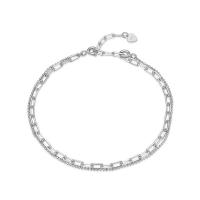 925 Sterling Silver Bangle Bracelet, plated, for woman, silver color, Length:18 cm, Sold By PC