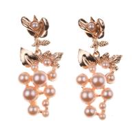 Zinklegierung Ohrringe, mit Kunststoff Perlen, plattiert, Modeschmuck & für Frau, keine, 59x25mm, verkauft von Paar