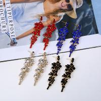Tibetan Style Drop Earrings, plated, fashion jewelry & for woman & with rhinestone, more colors for choice, 80x20mm, Sold By Pair