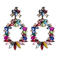 Tibetan Style Drop Earrings, with acrylic rhinestone, fashion jewelry & for woman, multi-colored, 56x32mm, Sold By Pair