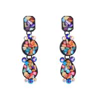 Tibetan Style Drop Earrings, fashion jewelry & for woman & with rhinestone, more colors for choice, 85x21mm, Sold By Pair