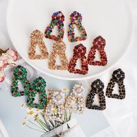 Boucles d'oreilles en alliage de zinc, bijoux de mode & pour femme & avec strass, plus de couleurs à choisir, 45x30mm, Vendu par paire