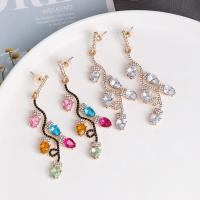 Rhinestone Earring, Tibetan Style, fashion jewelry & for woman & with rhinestone, more colors for choice, 70x25mm, Sold By Pair