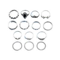 Juego de anillos de aleación de zinc, 14 piezas & Joyería & para mujer & con diamantes de imitación, color original, Vendido por Set