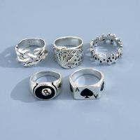 Juego de anillos de aleación de zinc, 5 piezas & Joyería & para mujer & esmalte, color original, Vendido por Set