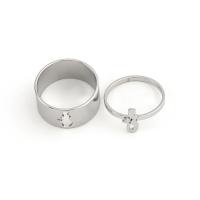 Stainless Steel Finger Ring, 2 pieces & fashion jewelry & for woman, original color, Sold By Set