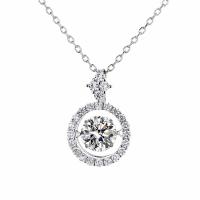 925 Sterling Silver Necklaces, with Moissanite, with 1.97 extender chain, fashion jewelry & different materials for choice & for woman & with cubic zirconia, Length:15.75 Inch, Sold By PC