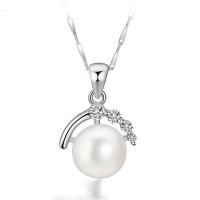 Collane d'argento sterlina, 925 sterline d'argento, with perla, gioielli di moda & per la donna & con zirconi cubici, 19x14mm, Venduto da PC