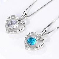 925 Sterling Silver Necklaces, plated, fashion jewelry & for woman & with cubic zirconia, more colors for choice, 21x15mm, Sold By PC