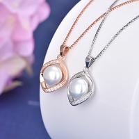 South Sea Shell Pendant, 925 Sterling Silver, with Shell Pearl, fashion jewelry & for woman & with cubic zirconia, more colors for choice, 13x21mm, Sold By PC