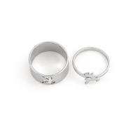 Stainless Steel Finger Ring 2 pieces & fashion jewelry & for woman original color Sold By Set