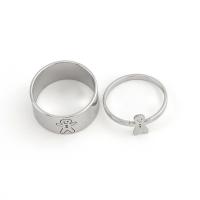 Vinger Ring in edelstaal, Roestvrij staal, 2 stuks & mode sieraden & voor vrouw, oorspronkelijke kleur, Verkocht door Stel