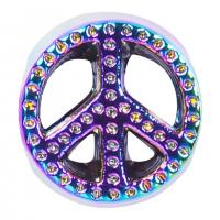 aleación de zinc abalorio con ajugero largo, Logo de la paz, chapado en colorido, Joyería, multicolor, Vendido por UD