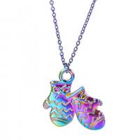 Zinc Alloy Christmas Pendants Christmas Glove colorful plated fashion jewelry multi-colored Length 50 cm Sold By PC