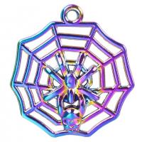 Zink Alloy Animal Hängen, spindelnät, färgrik pläterade, mode smycken, flerfärgad, 27x30mm, Längd 50 cm, Säljs av PC