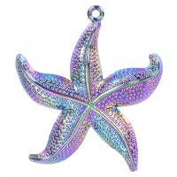 Zinc Alloy Pendler, Starfish, farverig forgyldt, mode smykker, flerfarvede, 43x51mm, Længde 50 cm, Solgt af PC