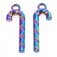 Zinc Alloy Christmas Pendants Christmas Candy Cane colorful plated fashion jewelry multi-colored Length 50 cm Sold By PC