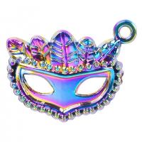 Tibetan Style Pendants, Mask, colorful plated, fashion jewelry, multi-colored, 17x22mm, Length:45 cm, Sold By PC