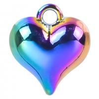 Pendentifs coeur en alliage de zinc, Placage coloré, bijoux de mode, multicolore, 14x16mm, Longueur:50 cm, Vendu par PC