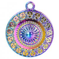 Tibetan Style Pendants, colorful plated, fashion jewelry, multi-colored, 22x25mm, Length:50 cm, Sold By PC