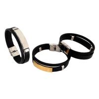 Titanium Steel Bracelet & Bangle, with PU Leather, plated, Unisex, more colors for choice, Length:Approx 8.66 Inch, Sold By PC