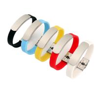 Bracelets en silicone, avec Acier titane, Placage, pour homme, plus de couleurs à choisir, Longueur:Environ 8.26 pouce, 5brintoron/lot, Vendu par lot
