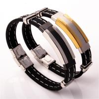 Bracelets en silicone, avec acier inoxydable, Placage, unisexe, plus de couleurs à choisir, Longueur:Environ 9.06 pouce, Vendu par PC
