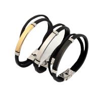 Bracelets en silicone, avec Acier titane, Placage, unisexe, plus de couleurs à choisir, Longueur:Environ 8.85 pouce, Vendu par PC