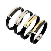 Silicone Bracelets with Titanium Steel plated Unisex Length Approx 8.66 Inch Sold By PC