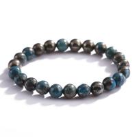Blue Pyrite Bracelet, polished, Unisex, blue, 8mm, Length:Approx 7.24 Inch, Sold By PC