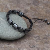 Hematite Bracelet, with Polyester Cord, Adjustable & Unisex & different styles for choice, black, Sold By PC