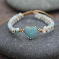 Gemstone Bracelets, Heart, different materials for choice, blue, Length:Approx 7 Inch, Sold By PC