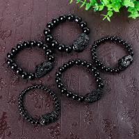 Obsidian Armband, Fabelhaft wildes Tier, verschiedene Größen vorhanden & für den Menschen, schwarz, verkauft von Strang