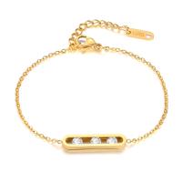 Stainless Steel Jewelry Bracelet gold color plated micro pave cubic zirconia & for woman Length Approx 6.7-7.9 Inch Sold By PC