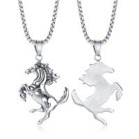 Stainless Steel Necklace, Horse, polished, for man, 39x29.50mm, Length:Approx 24 Inch, Sold By PC