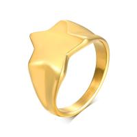 خاتم إصبع الفولاذ المقاوم للصدأ, نجمة, لون الذهب مطلي, حجم مختلفة للاختيار & للمرأة, 12.50mm, تباع بواسطة PC