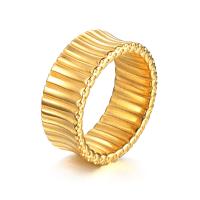 خاتم إصبع الفولاذ المقاوم للصدأ, لون الذهب مطلي, حجم مختلفة للاختيار & للمرأة, 8mm, تباع بواسطة PC