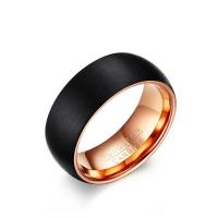 Tungsten Steel Finger Ring rose gold color plated & for man black 8mm Sold By PC
