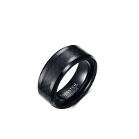 Acero de tungsteno anillo, con Fibra de carbón, pulido, diverso tamaño para la opción & para hombre, Negro, 8mm, Vendido por UD