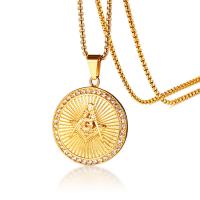 Stainless Steel Necklace gold color plated micro pave cubic zirconia & for man Length Approx 23.62 Inch Sold By PC