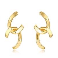 Stainless Steel Drop Earring, gold color plated, for woman, 45x24mm, Sold By Pair