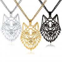 Stainless Steel Jewelry Necklace 304 Stainless Steel Wolf plated for man & hollow 51*33mm 3mm Length Approx 23.62 Inch Sold By PC
