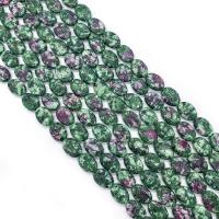 Ruby in Zoisite Beads, Flat Oval, DIY, mixed colors, 13x18mm, Sold Per 38 cm Strand