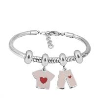 European Bracelet 316 Stainless Steel with 304 Stainless Steel Unisex & enamel Length 7.5 Inch Sold By PC